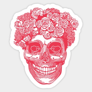 Flower Crown Skull (Pink) Sticker